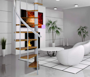 Modern white interior of living room 3d render